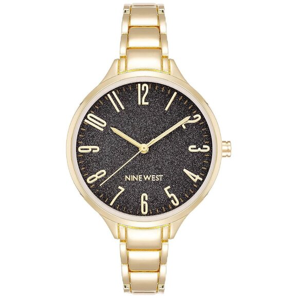 Nine West Women's Bracelet Watch, Gold/Black - Picture 1 of 4